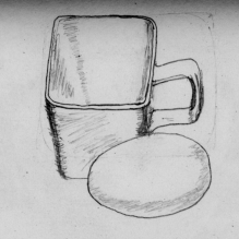 A square expresso cup and egg