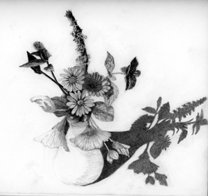 Drawing of a small flower arrangement.